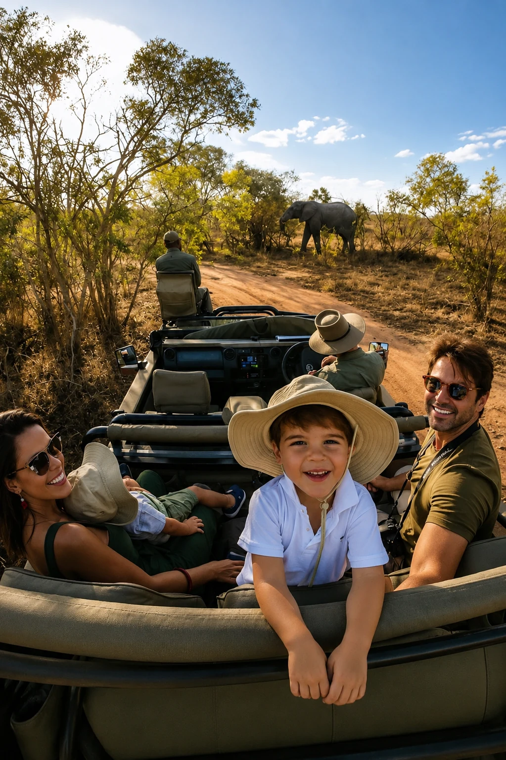 Família caminhando junta em viagem